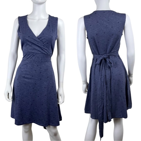 Toad&Co Asymmetrical Navy Wrap Dress - Picture 1 of 8